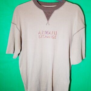 Armani Exchange Mens Small Shirt Tan/Brown Cotton Short Sleeve AX